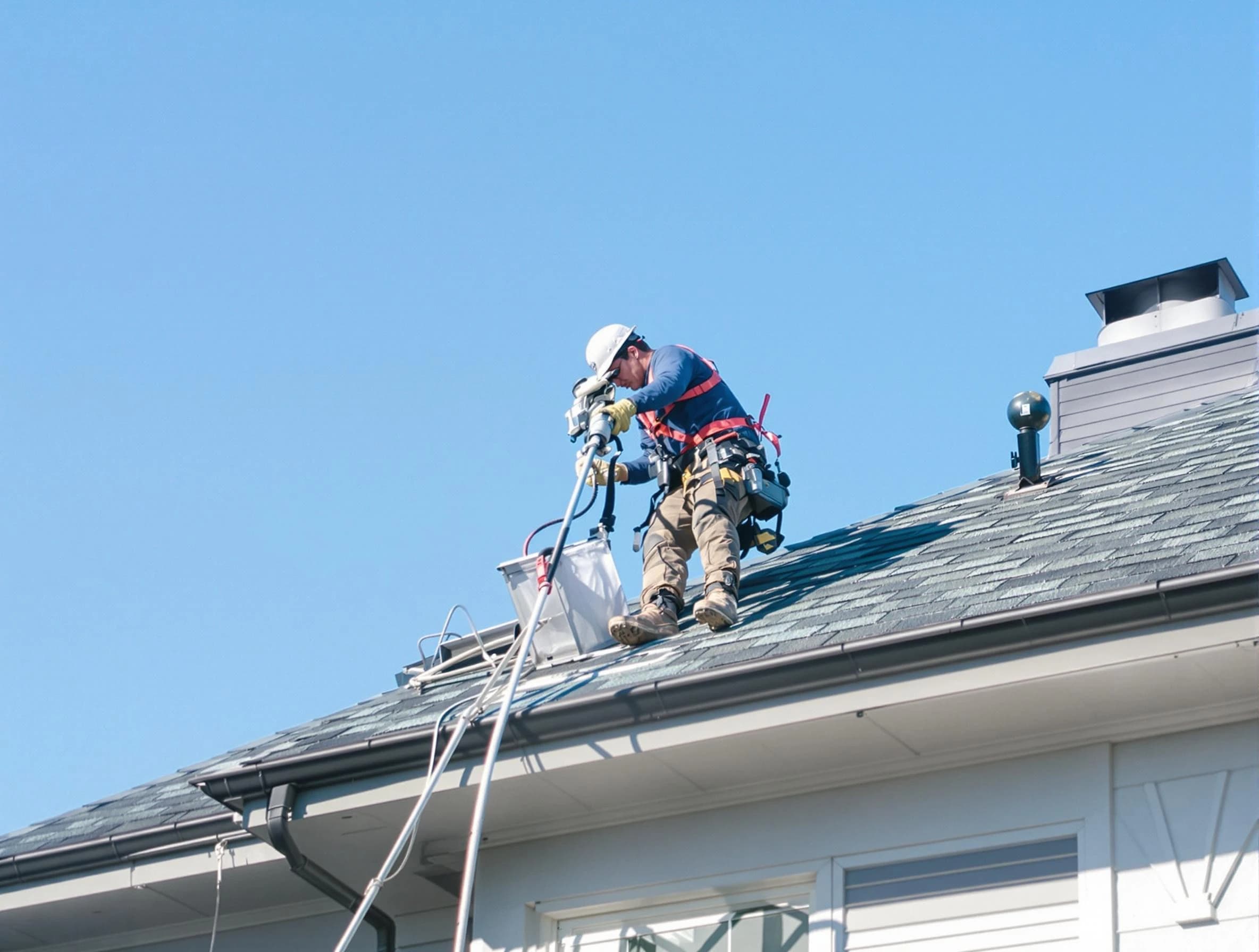 West Pleasant View Dryer Vent Cleaning certified technician cleaning a roof-mounted dryer vent system in West Pleasant View